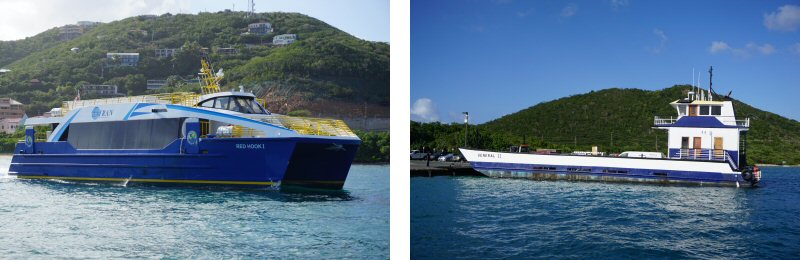 People Mover Ferry and Car Barge Ferry from St. Thomas to St. John